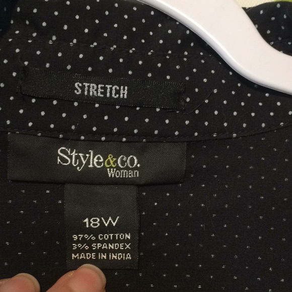 Black & white polka dot long button up blouse - Picture 7 of 7